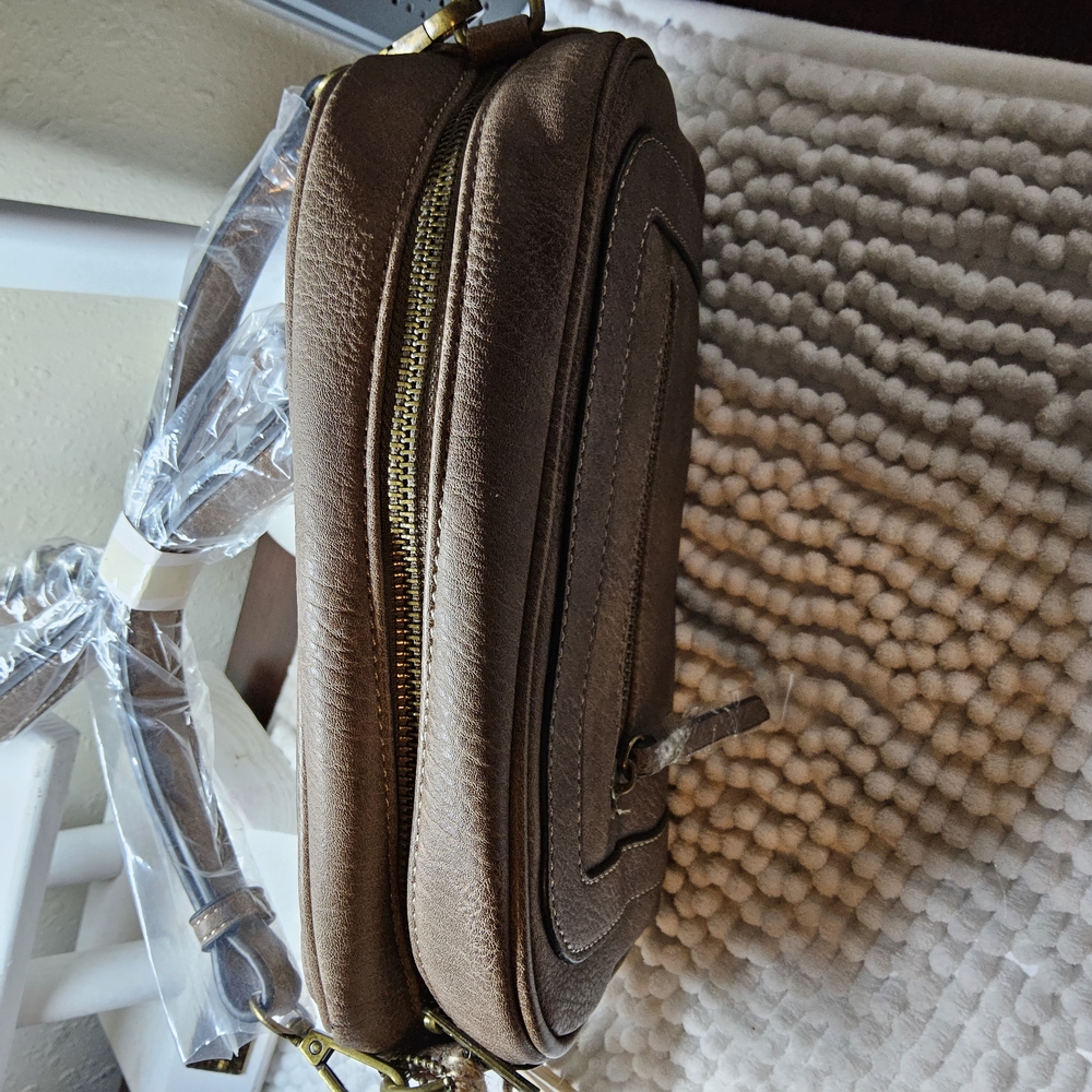 Ampere's Creations Vegan Leather Shitake Brown Crossbody Purse - Picture 8 of 14